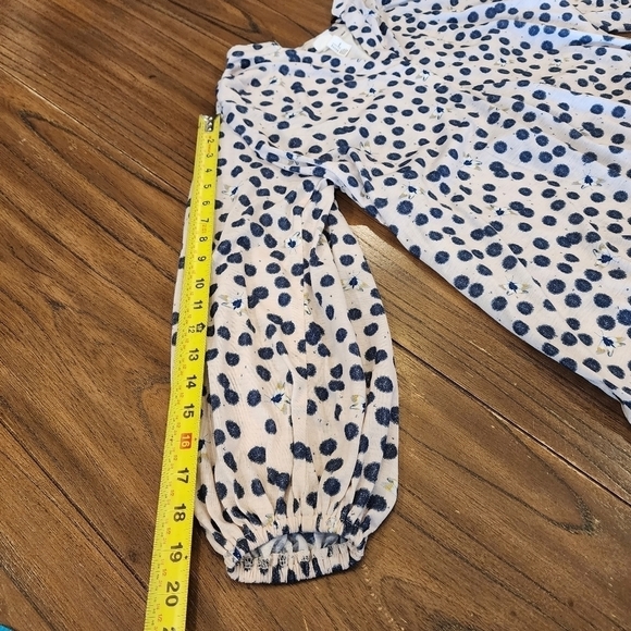 Anna Glover x H&M Blue & Cream Moth Polka Dot V-Neck Lined flowy blouse Small - Picture 3 of 10